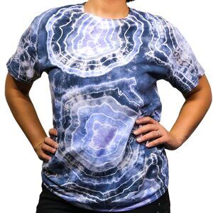 Blue/Gray Agate Tie Dye T-Shirt - Size Med - by Cross Dude Tie Die - Unisex